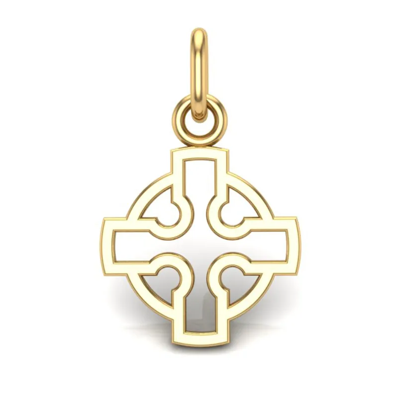 Handcrafted Miniature Hollow Celtic Cross Pendant - Gold