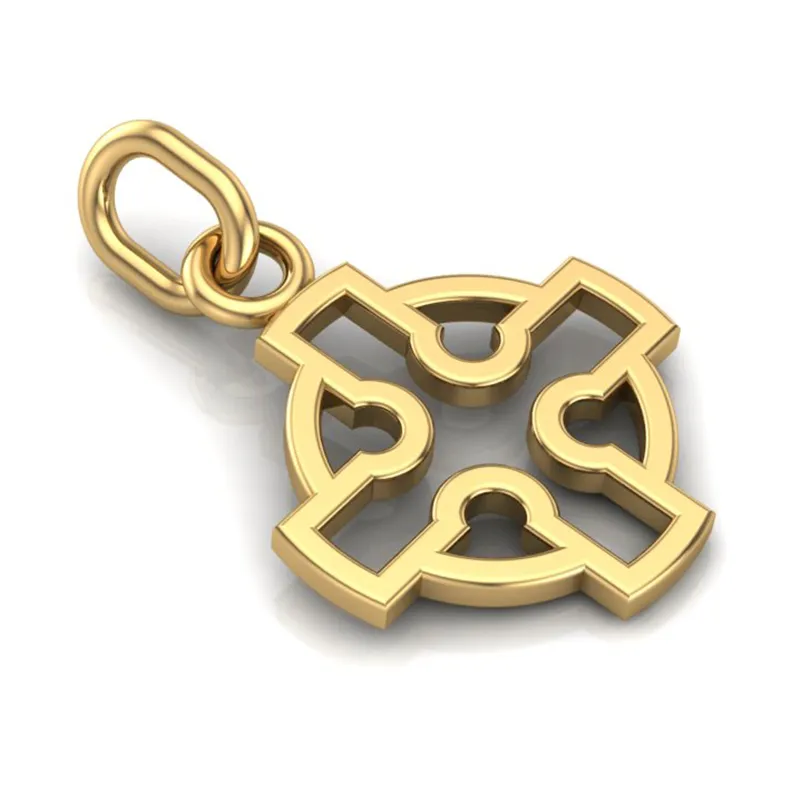 Handcrafted Miniature Hollow Celtic Cross Pendant - Gold