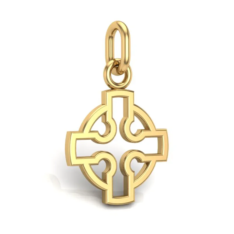 Handcrafted Miniature Hollow Celtic Cross Pendant - Gold