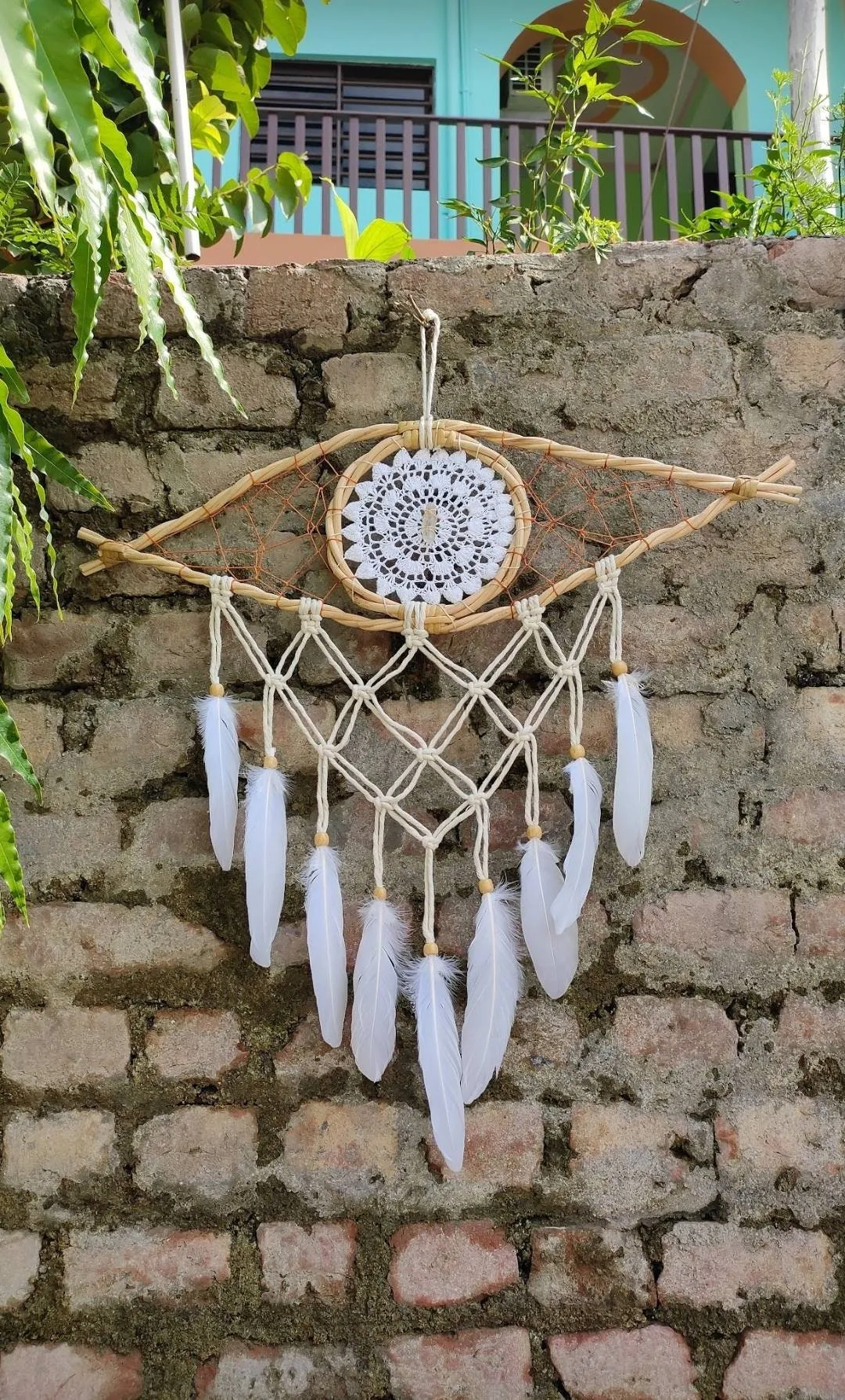 Handmade Evil Eye Clear Quartz Crystal Dreamcatcher