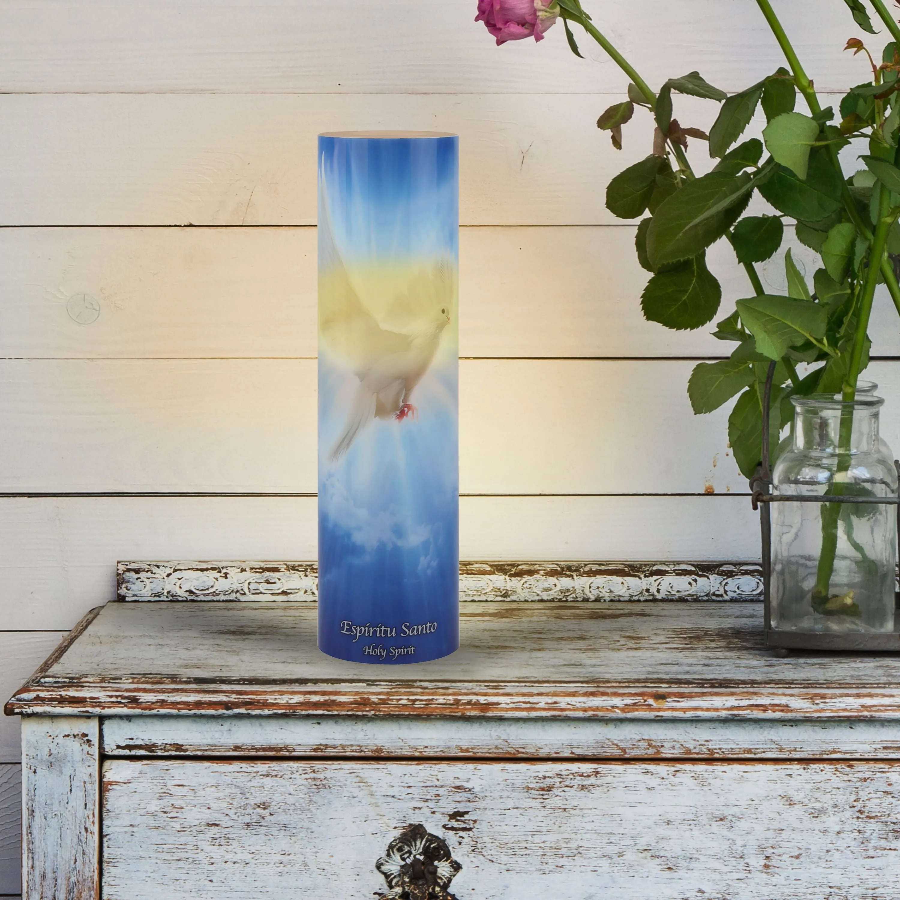 Holy Spirit Flickering Lifelike LED Prayer Candle with Timer (WS)