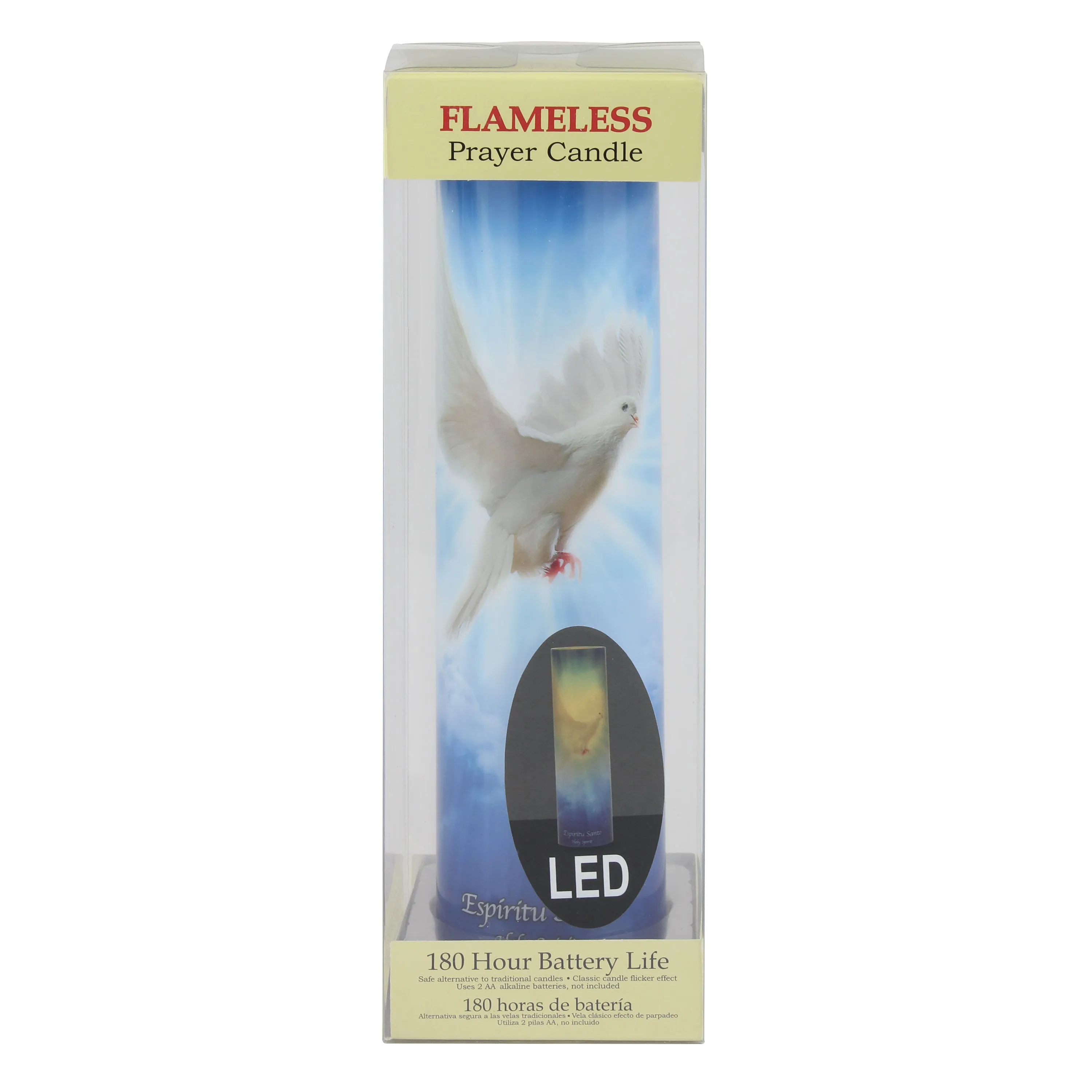 Holy Spirit Flickering Lifelike LED Prayer Candle with Timer (WS)