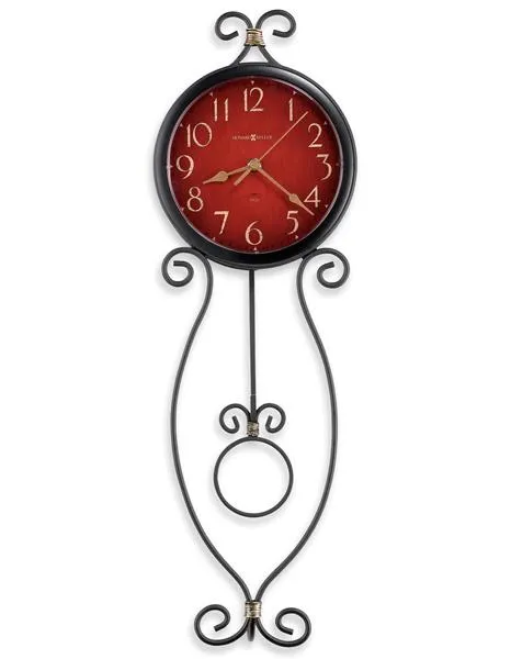 Howard Miller Addison Pendulum Wall Clock - Wrought Iron - Red Dial