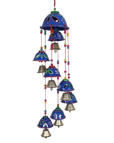 Jefa Handcrafted Decorative Hanging Wind Chime for Outdoor & Indoor (Blue)