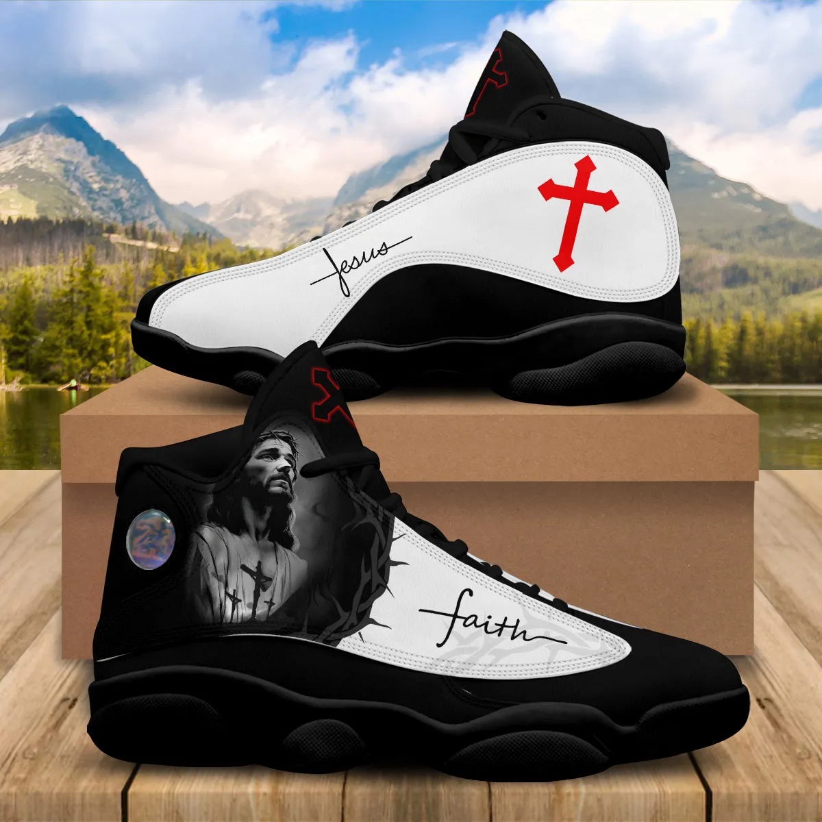 Jesus Art Faith Cross J13 Shoes - Jesus Faith Running Shoes - Christian Unisex J13 Shoes