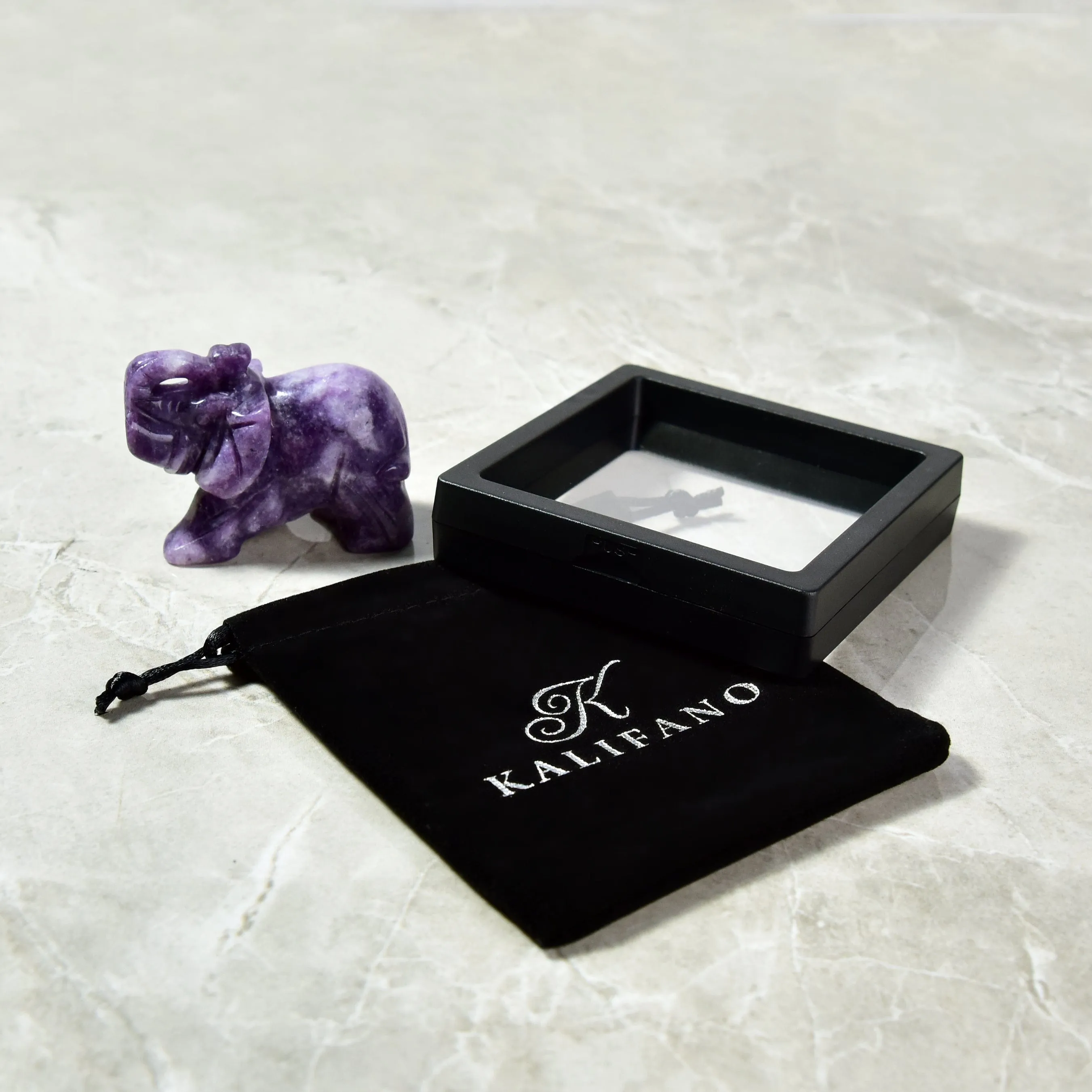 Lepidolite Elephant Carving