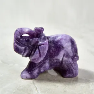 Lepidolite Elephant Carving