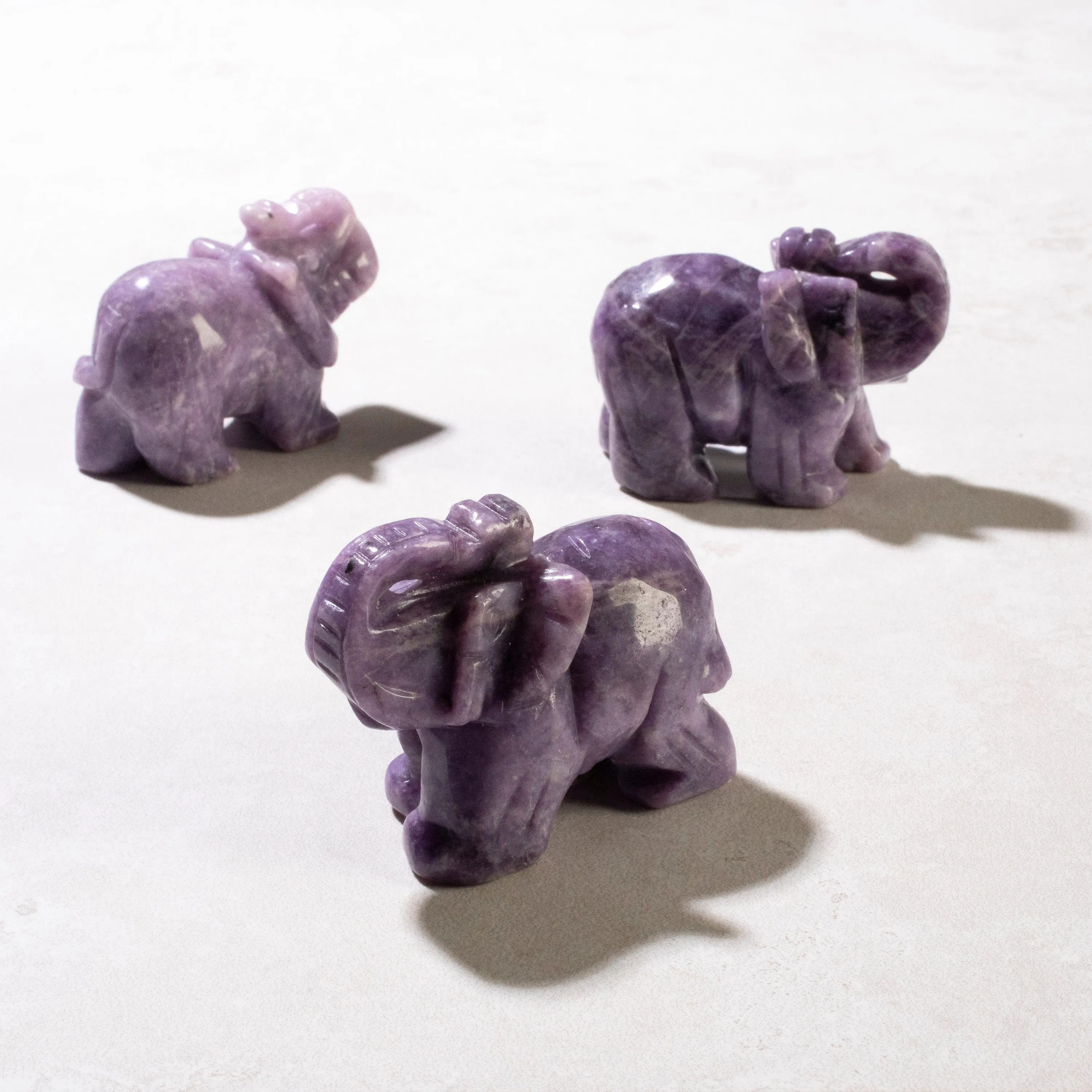 Lepidolite Elephant Carving