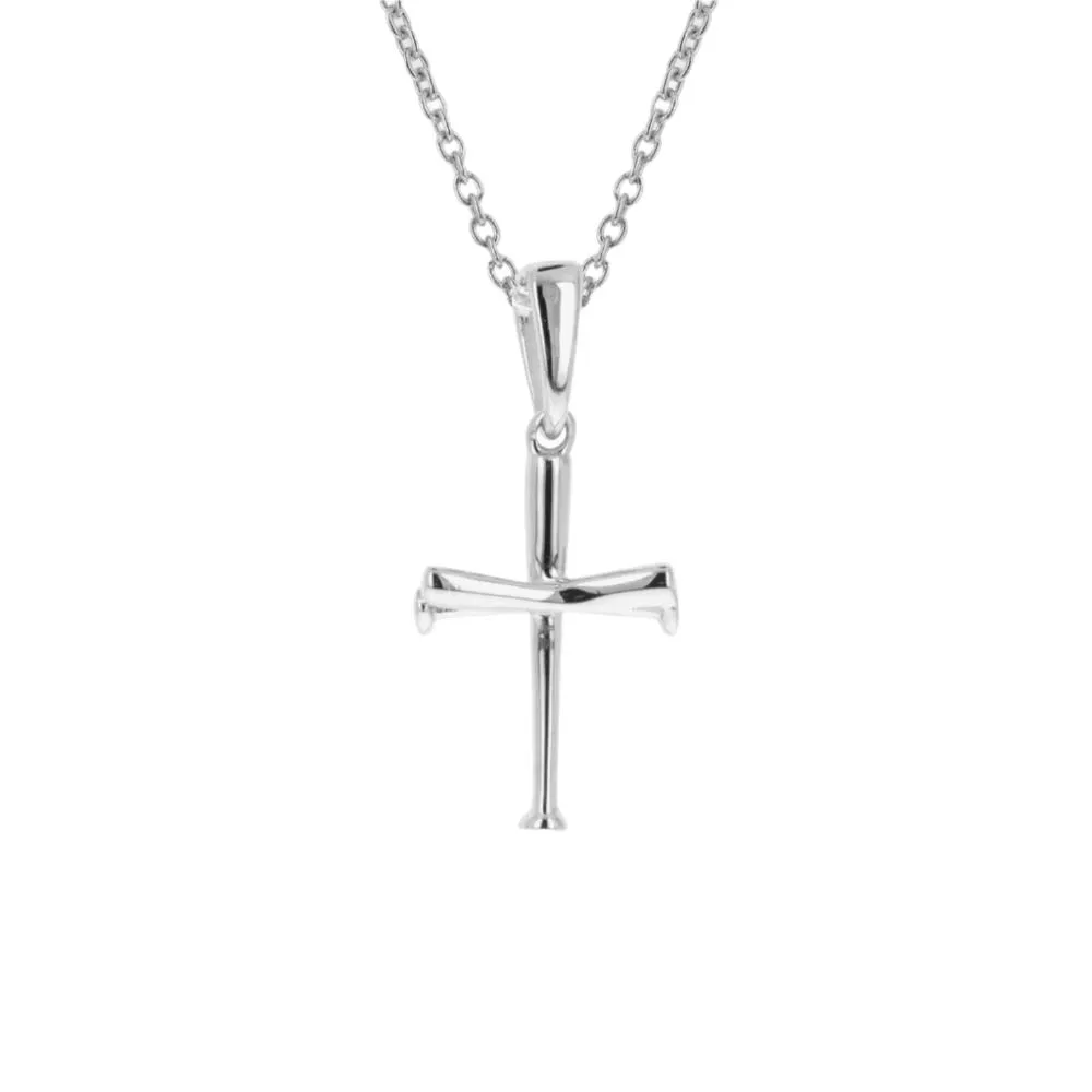 Mini Baseball Bat Cross Necklace | Sterling Silver