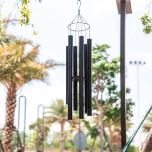 NATURAL MELODY Black Decorative Hanging 6 Pipe Big Wind Chimes (65 Inches) for Home Positive Energy | Wind Chimes for Home Balcony Windows Bedroom Living Room Garden Hanging Decor with Sweet Sound