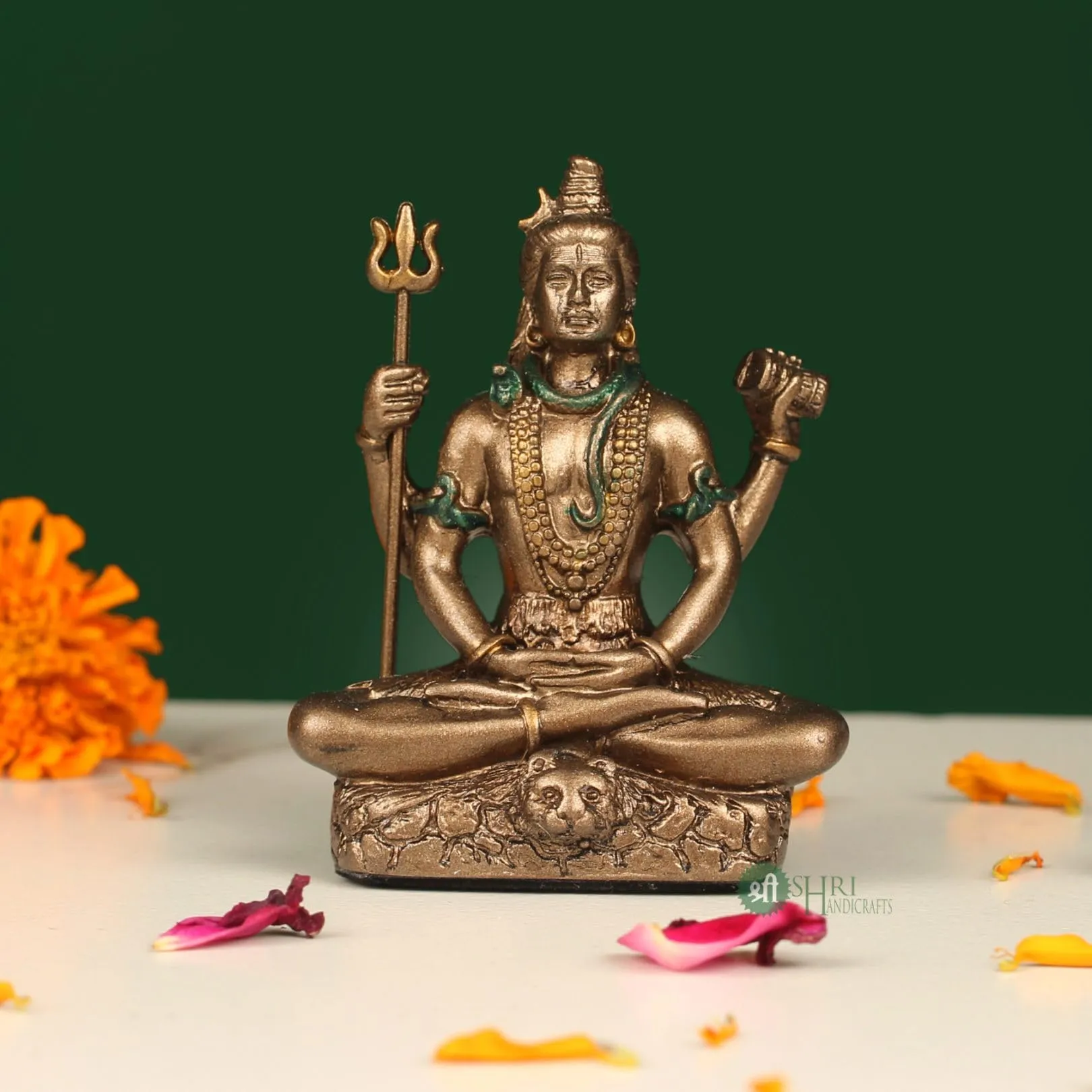 Profound Craft Resin 3" Shiva Copper Finish Hindu God Statue Shiv Ji Idol Figurine Decoration and Pooja Sculpture Office House Warming Statue