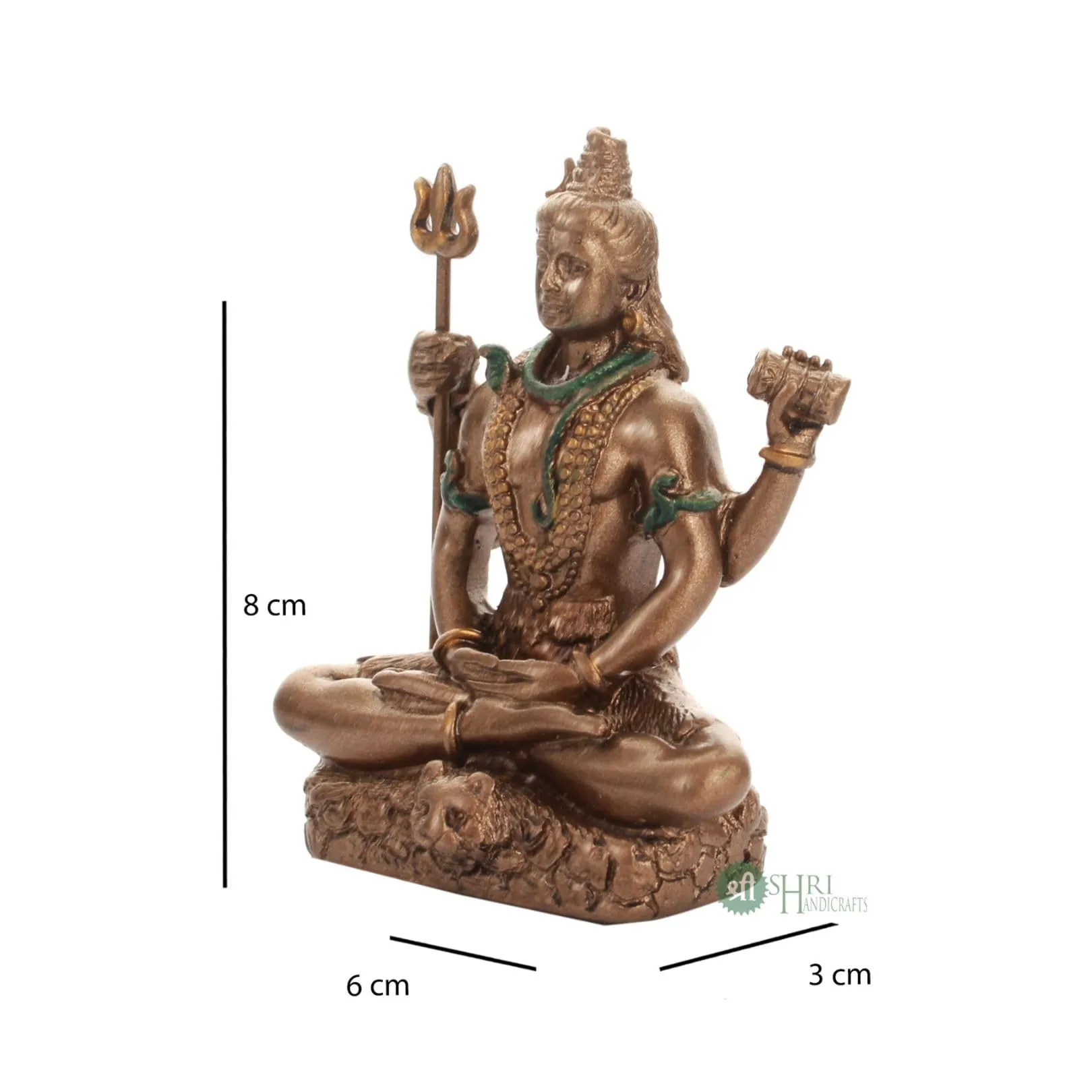 Profound Craft Resin 3" Shiva Copper Finish Hindu God Statue Shiv Ji Idol Figurine Decoration and Pooja Sculpture Office House Warming Statue