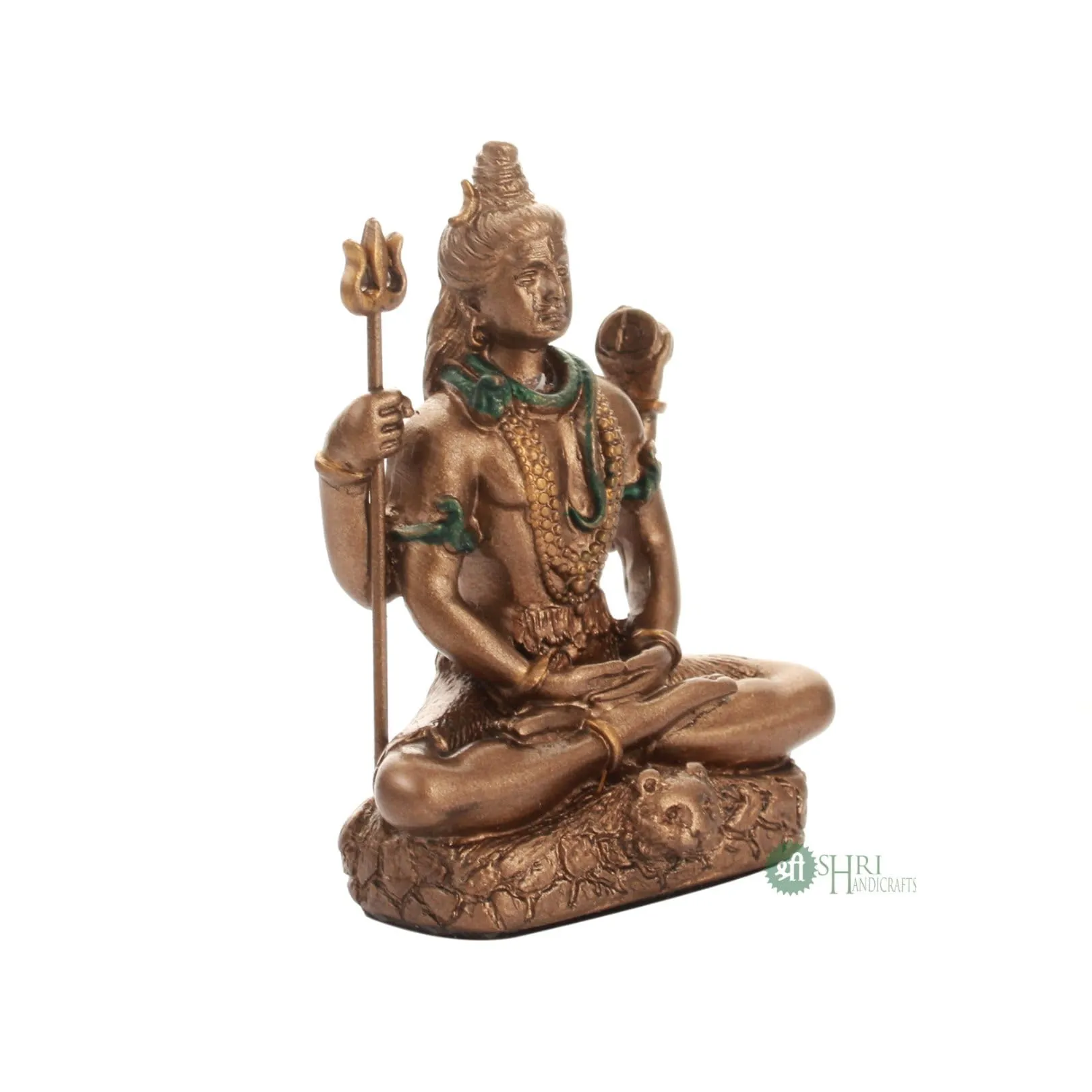 Profound Craft Resin 3" Shiva Copper Finish Hindu God Statue Shiv Ji Idol Figurine Decoration and Pooja Sculpture Office House Warming Statue