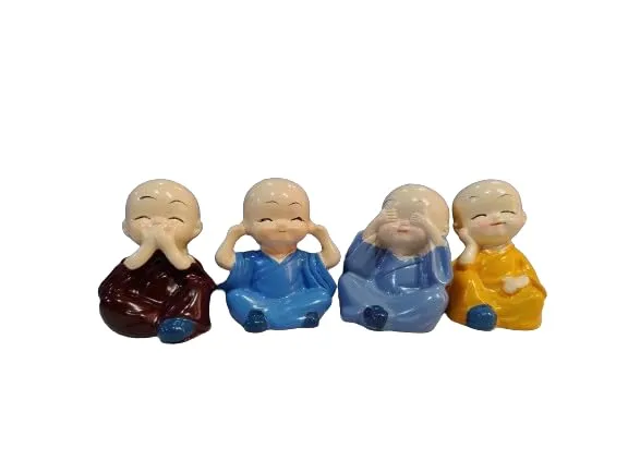 RAJWILA Buddha Monk Statues 4 Multicolour Monks Buddha Figurines for Home Decor