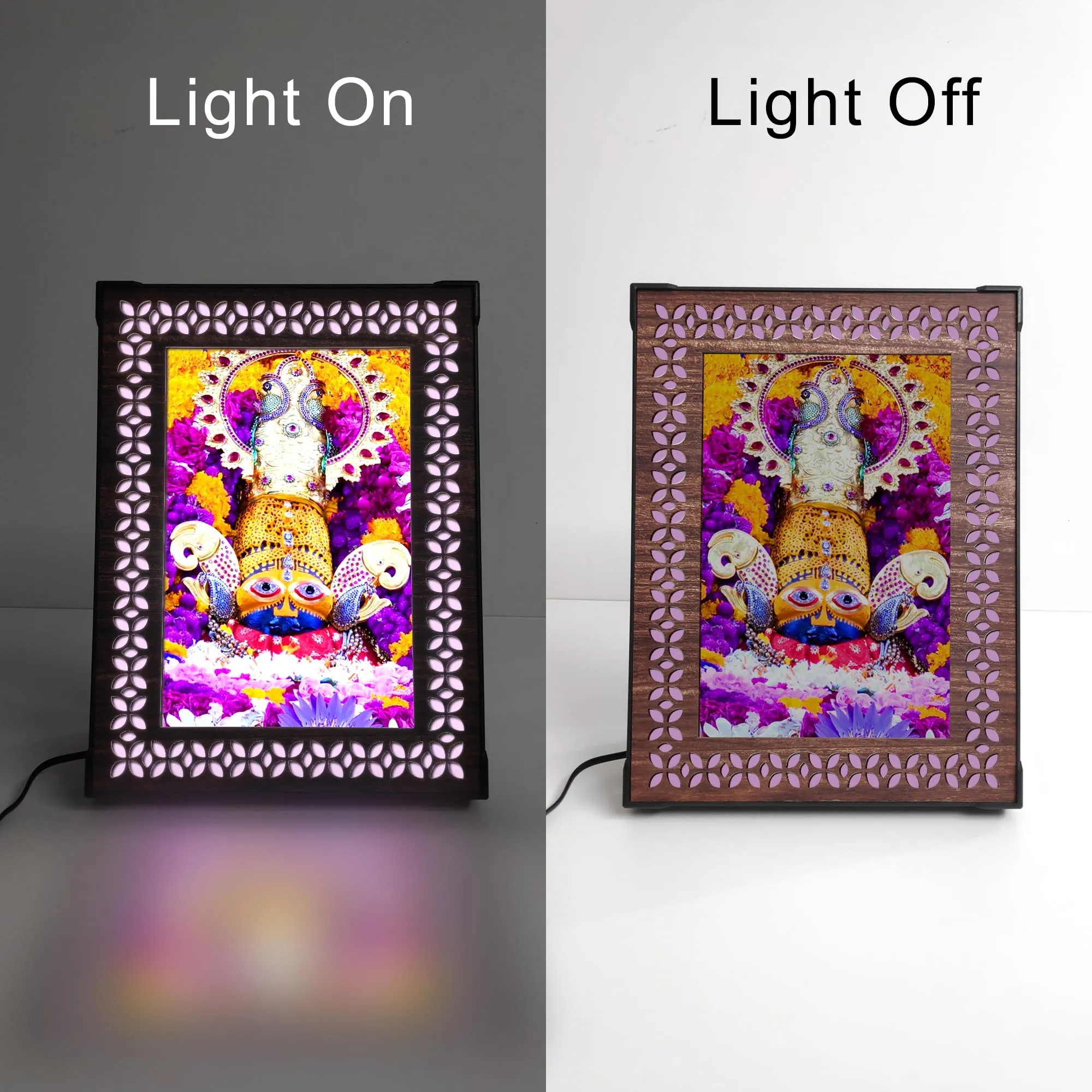 REGALOCASILA Khatu Shyam Baba Photo With Light for Pooja Home & Table Decoration Birthday Gifts Religious & Good Luck Gift for Table Top & Wall Hanging