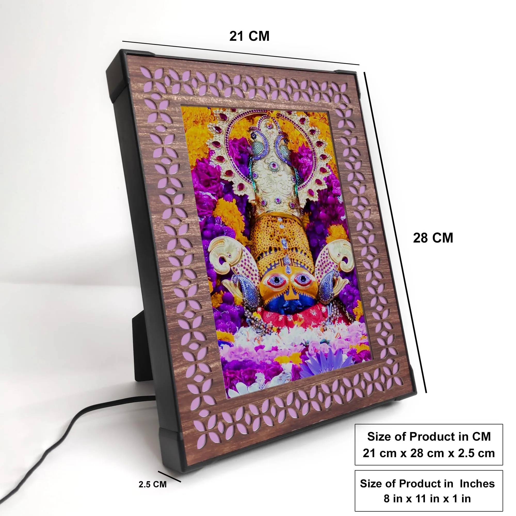 REGALOCASILA Khatu Shyam Baba Photo With Light for Pooja Home & Table Decoration Birthday Gifts Religious & Good Luck Gift for Table Top & Wall Hanging