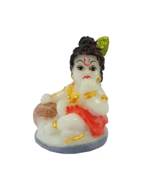 SEEMA HANDICRAFT Lord Sri Krishna Bhagwan Laddu Gopal Kanha Ji Marble Statue Murti Idol for Gift, Car Dashboard, Home Decor