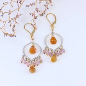 Sinhala - Padparadscha Sapphire Chandelier Earrings