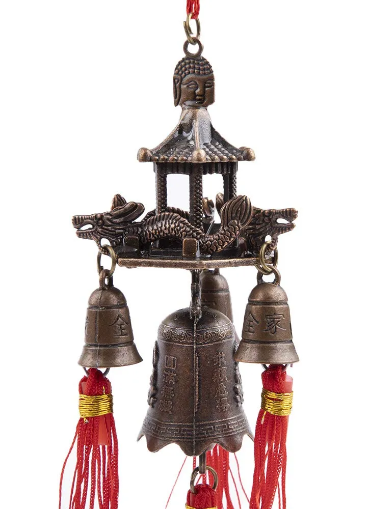 Soul Karma Vastu/Fengshui Tibetan Dragon Lucky Bells Decoration Car Rear View Hanging Accessories Wind Chime Window Temple Wealth Home Office Shop Balcony Garden Wealth Prosperity