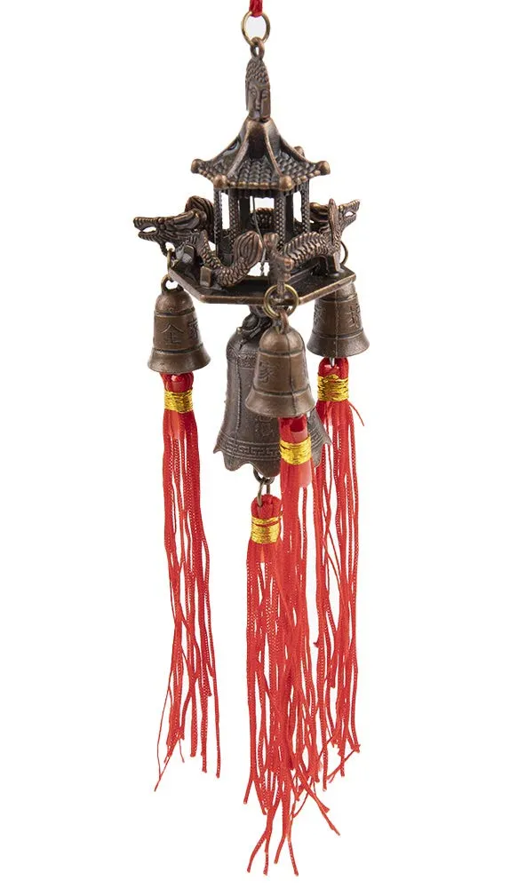 Soul Karma Vastu/Fengshui Tibetan Dragon Lucky Bells Decoration Car Rear View Hanging Accessories Wind Chime Window Temple Wealth Home Office Shop Balcony Garden Wealth Prosperity