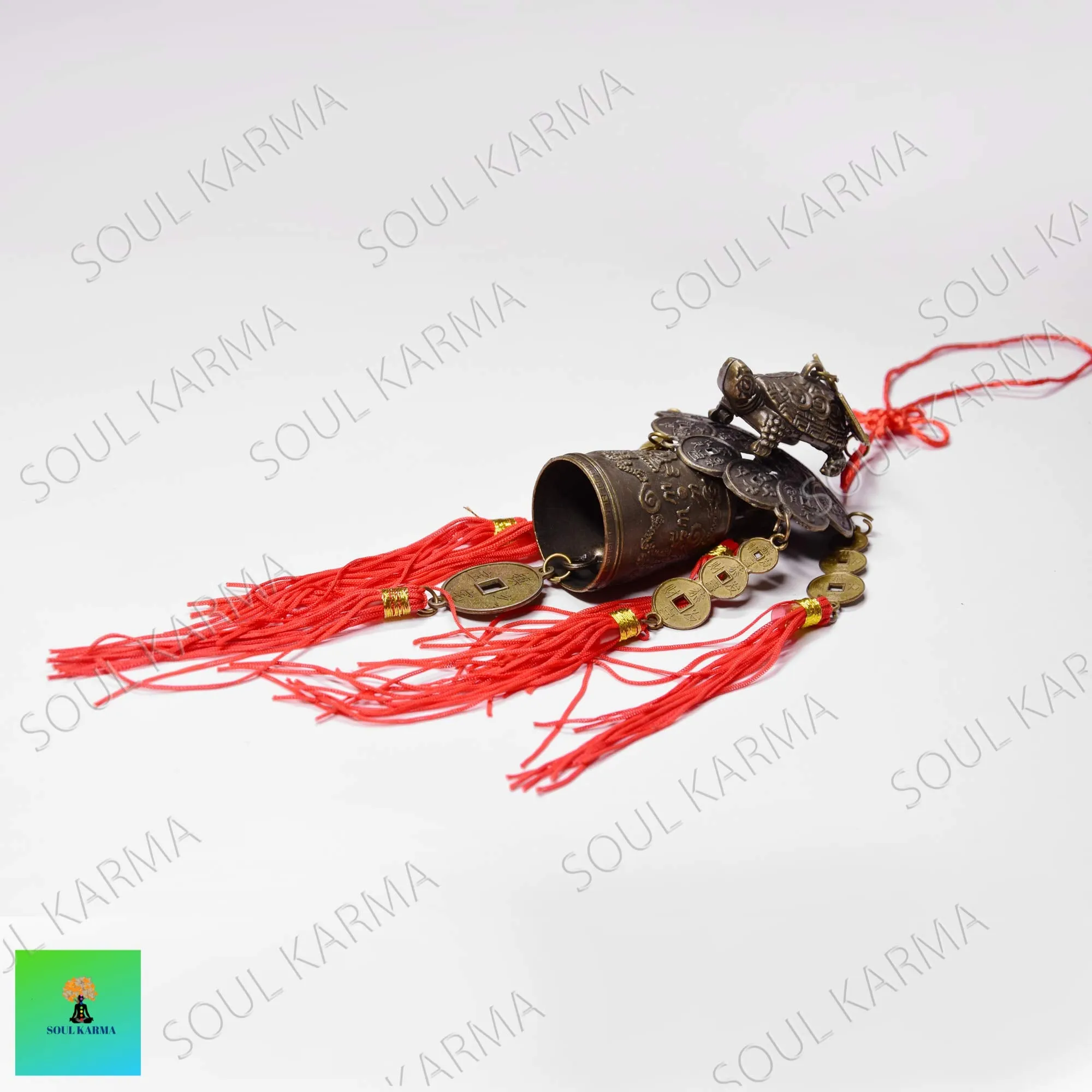 Soul Karma Vastu/Fengshui Tibetan Lucky Tortoise Bells Decoration Car Rear View Hanging Accessories Wind Chime Window Temple Wealth Good Luck Home Office Shop Balcony Garden Wealth Prosperity