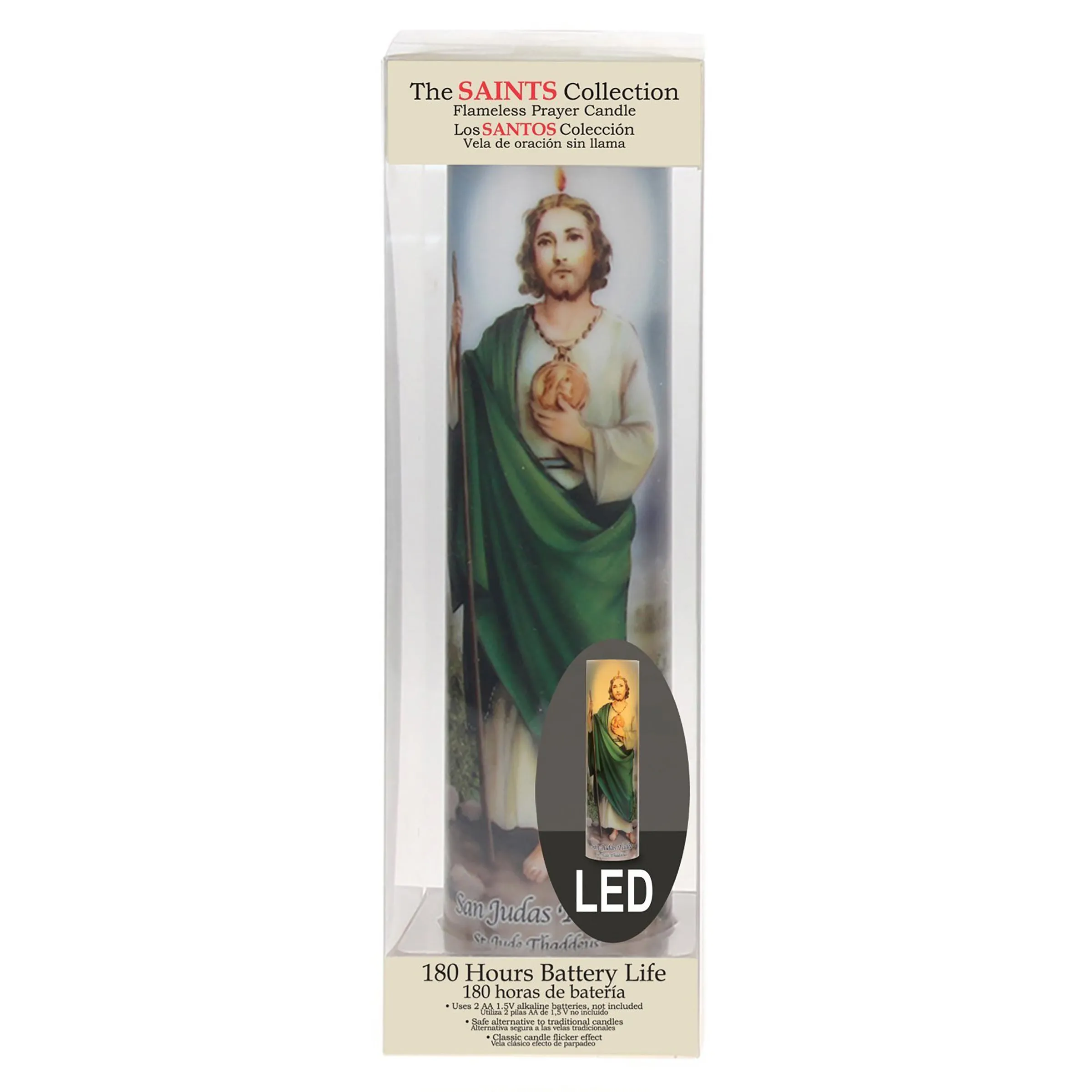 St. Jude Flickering LED Prayer Candle with Automatic Timer (WS)