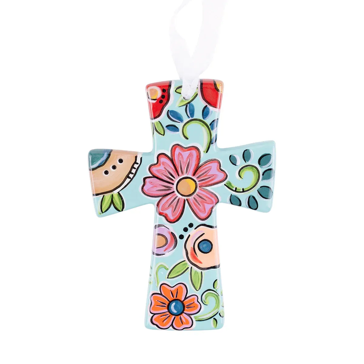 Turquoise Floral Cross