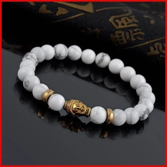 White Turquoise Buddhist Meditation Beads Bracelet