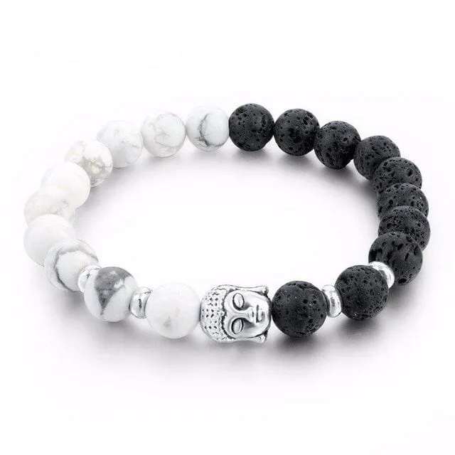 White Turquoise Buddhist Meditation Beads Bracelet