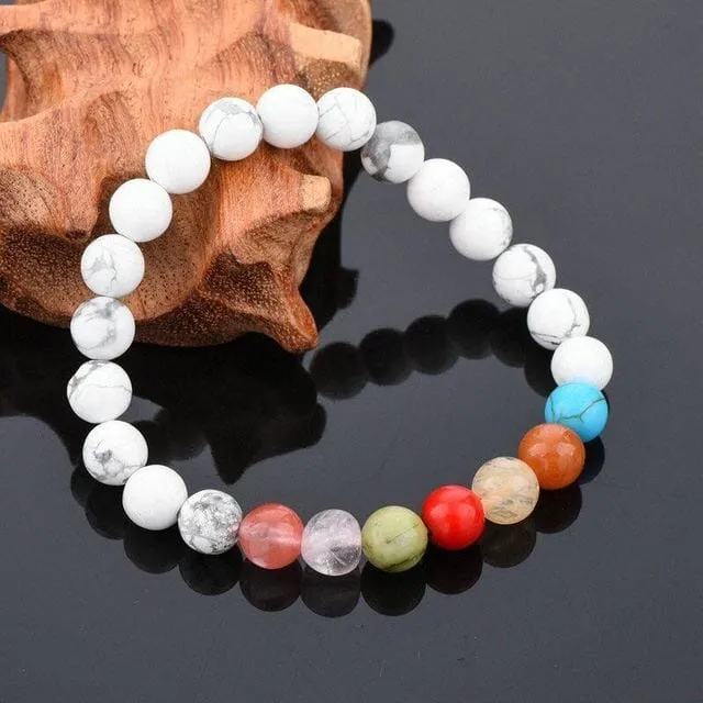 White Turquoise Buddhist Meditation Beads Bracelet