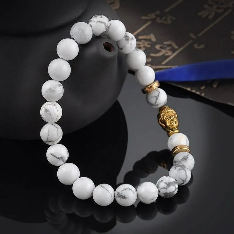 White Turquoise Buddhist Meditation Beads Bracelet